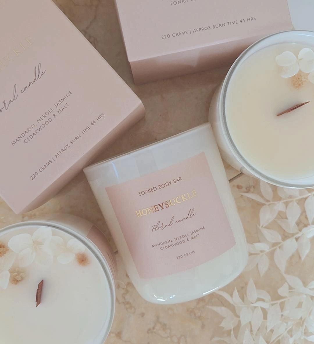 Floral soy candles